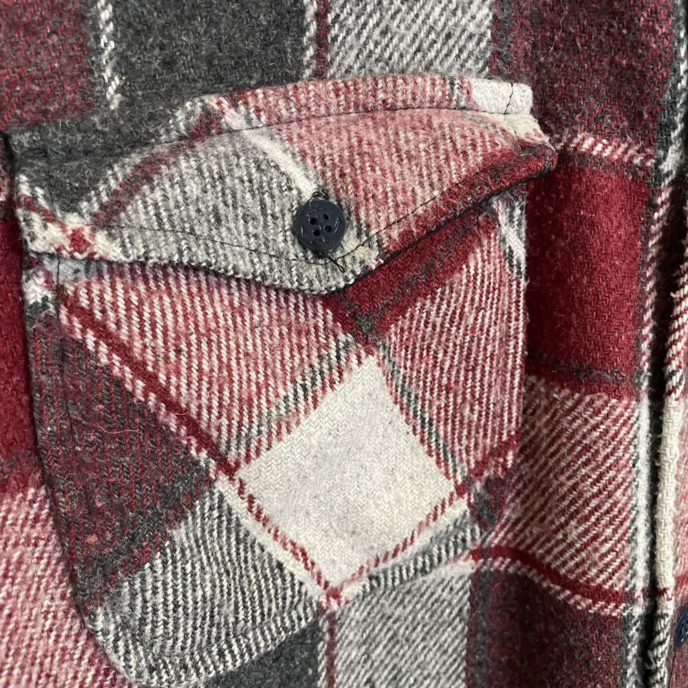 Vintage 90s Sportswear by Country Touch Wool Linen Red Flannel Plaid Mens L - Picture 8 of 9